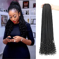 8 Packs 18 Inch Crochet Box Braids Hair With Curly Ends Pre Looped Crochet Braids Goddess Box Braids Crochet Braiding Hair With