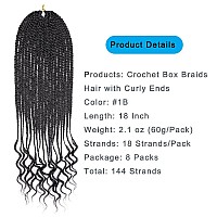 8 Packs 18 Inch Crochet Box Braids Hair With Curly Ends Pre Looped Crochet Braids Goddess Box Braids Crochet Braiding Hair With