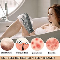 Mig4U Exfoliating Shower Gloves Bath Scrub Glove Medium To Heavy Body Dead Skin Removal Deep Exfoliate Sponge Loofah For Women