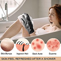 Mig4U Exfoliating Shower Gloves 2 Pairs Bath Scrub Glove Medium To Heavy Body Dead Skin Removal Deep Exfoliate Sponge Loofah F