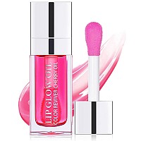 Lip Oil Hydrating Tinted Lip Balm, Plump Lip Gloss Lip Care Transparent Toot Lip Oil Tinted, Glass Lip Glow Oil Fresh Texture & Non-sticky, Nourishing Repairing Lightening Lip Lines Lip Care Products ( 007# Raspberry )