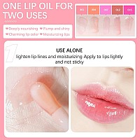 Lip Oil Hydrating Tinted Lip Balm, Plump Lip Gloss Lip Care Transparent Toot Lip Oil Tinted, Glass Lip Glow Oil Fresh Texture & Non-sticky, Nourishing Repairing Lightening Lip Lines Lip Care Products ( 007# Raspberry )