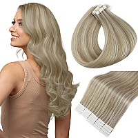 Full Shine Invisible Tape In Hair Extensions Color 18613 Ash Blonde And Yellow Blonde Remy Tape In Extensions Human Hair 20 Inc