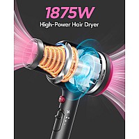 Wavytalk Professional Black Ionic Hair Dryer For Women With Diffuser 1875W Ceramic Blow Dryer 4 Attachments For Fast Drying L