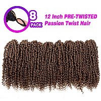 Bileaf Pretwisted Passion Twist Crochet Hair 12 Inch Ombre Passion Twist Hair 8 Packs Ombre Crochet Hair Pre Looped Passion Tw