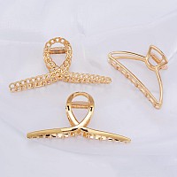 Parcce 4 Pack Large Metal Hair Clips For Thin To Thick Curly Hair 43 Inch Big Nonslip Gold Color Clamps Perfect Fashion Jaw C