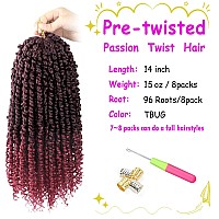 Bileaf Passion Twist Crochet Hair 8 Packs Pre Looped Crochet Hair 14 Inch Pre Twisted Passion Twist Hair Crochet Braids For Wom