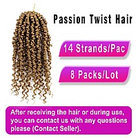 Bileaf Pretwisted Passion Twist Crochet Hair 12 Inch Ombre Passion Twist Hair 8 Packs Ombre Crochet Hair Pre Looped Passion Tw