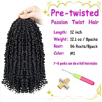 Pretwisted Passion Twist Crochet Hair 12 Inch Ombre Passion Twist Hair 8 Packs Ombre Crochet Hair Pre Looped Passion Twists Cr