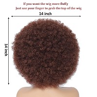 Jsdshine 70S Afro Kinky Curly Wig For Women Brown Synthetic Fibers Soft Bouncy Natural Looking With Bangs