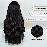 HANYUDIE Black Wig Long Wavy Wig For Women Middle Part Wavy Wigs Synthetic Heat Resistant Party Wigs Natural looking (black)