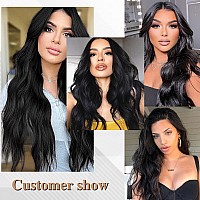 HANYUDIE Black Wig Long Wavy Wig For Women Middle Part Wavy Wigs Synthetic Heat Resistant Party Wigs Natural looking (black)