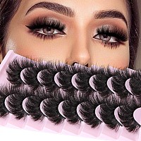 False Eyelashes Thick 20Mm Lashes Mink Fluffy Volume 3D Fake Eyelashes Dramatic Full Long Faux Mink Eye Lashes Pack 8 Pairs Big