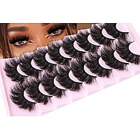 False Eyelashes Thick 20Mm Lashes Mink Fluffy Volume 3D Fake Eyelashes Dramatic Full Long Faux Mink Eye Lashes Pack 8 Pairs Big