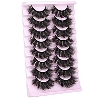 False Eyelashes Thick 20Mm Lashes Mink Fluffy Volume 3D Fake Eyelashes Dramatic Full Long Faux Mink Eye Lashes Pack 8 Pairs Big