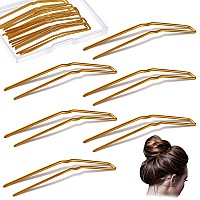 Mtlee 24 Pcs U Shaped Hair Pins Ballet Bobby Pins U Hair Styling Pins For Updo With Storage Box Metal U Bun Hair Forks For Wom