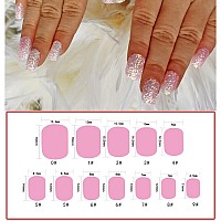 24 Pieces Gradient Color Kids Press On Nails Preglue Children False Nails Short Oval Full Cover Artificial Fake Nails Holograph