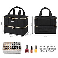 Leforz Nail Polish Organizer Doublelayer Nail Organizers And Storage Nail Polish Carrying Case For 40 Bottles 15Ml05 Floz