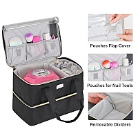 Leforz Nail Polish Organizer Doublelayer Nail Organizers And Storage Nail Polish Carrying Case For 40 Bottles 15Ml05 Floz