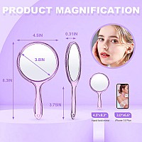 D Hand Mirror With Handle Handheld Mirror Small Magnifying Mirror 1X 2X Doule Sided Handle Makeup Mirror Acrylic Handheld Mirr