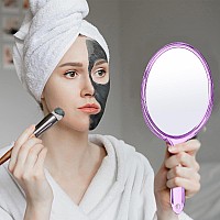 D Hand Mirror With Handle Handheld Mirror Small Magnifying Mirror 1X 2X Doule Sided Handle Makeup Mirror Acrylic Handheld Mirr