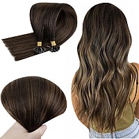 Runature Balayage U Tip Hair Extensions Human Hair Hot Fusion Hair Extensions Utip Dark Brown Ombre Ash Brown Mix Dark Brown Str