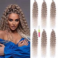 MAYSA Ombre Brown Curly Crochet Hair Synthetic Ocean Wave Crochet Hair 22inch 6Packs Crochet Hair Extension for Women #Brown mix Blond