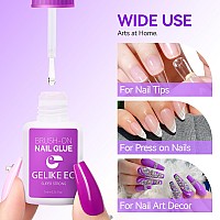 Gelike Ec Strong Adhesive Nail Glue Brush On Nail Glue For Acrylic Nails Tips Press On Nails Quickdrying Nail Bond Super D