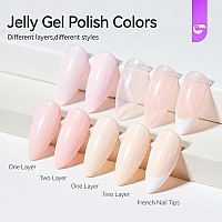 Gelike Ec Sheer Nude Gel Polish Set Jelly Nail Polish Light Pink Gel With Liner Neutral Color Jelly Soak Off Uv Gel Nails For