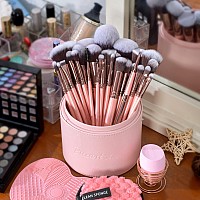 Bueart Design Labeled 30Pcs Professional Deluxe Makeup Brushes Set With Extra Large Holder Case For Foundation Face Blending Blu