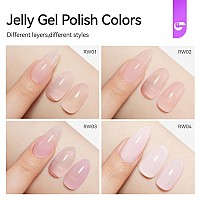 Gelike Ec Sheer Nude Gel Polish Set Jelly Light Pink Gel Nail Polish With Gel Liner Neutral Color Jelly Nail Polish Soak Off U