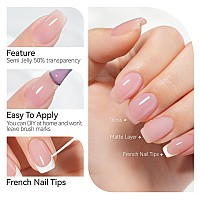 Gelike Ec Sheer Nude Gel Polish Set Jelly Light Pink Gel Nail Polish With Gel Liner Neutral Color Jelly Nail Polish Soak Off U