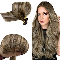 Runature Balayage U Tip Human Hair Extensions Straight Hot Fusion U Tip Hair Extensions Real Human Hair Walnut Brown Ombre To As