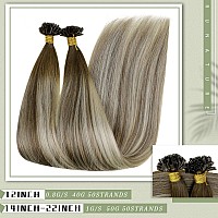 Runature Balayage U Tip Human Hair Extensions Straight Hot Fusion U Tip Hair Extensions Real Human Hair Walnut Brown Ombre To As