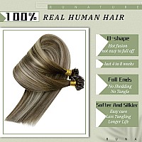 Runature Balayage U Tip Human Hair Extensions Straight Hot Fusion U Tip Hair Extensions Real Human Hair Walnut Brown Ombre To As