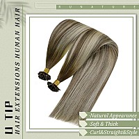 Runature Balayage U Tip Human Hair Extensions Straight Hot Fusion U Tip Hair Extensions Real Human Hair Walnut Brown Ombre To As