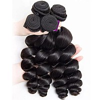 Human Hair Loose Wave Bundles Loose Wave 3 Bundles Natural Black Hair Extensions Loose Wave Human Hair Bundles For Black Women