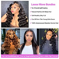 Human Hair Loose Wave Bundles Loose Wave 3 Bundles Natural Black Hair Extensions Loose Wave Human Hair Bundles For Black Women