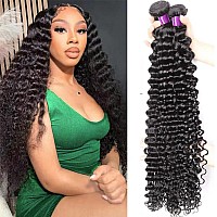 Luduna Deep Wave Bundles Human Hair Brazilian Virgin Hair 100 Unprocessed Brazilian Virgin Remy Hair Deep Curly Weave Bundles F