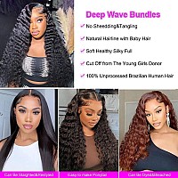 Luduna Deep Wave Bundles Human Hair Brazilian Virgin Hair 100 Unprocessed Brazilian Virgin Remy Hair Deep Curly Weave Bundles F