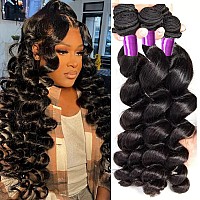 Human Hair Loose Wave 4 Bundles 100 Unprocessed Brazilian Virgin Hair Loose Wave Weave Bundles Hair Extensions Natural Black Fo