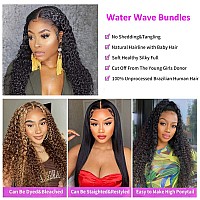 Water Wave Bundles Human Hair 100 Unprocessed Brazilian Virgin Hair Bundles Wet And Wavy 4 Bundles Human Hair Extensions For Bl