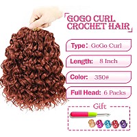 Gogo Curl Crochet Hair 8 Inch 6 Packs Short Beach Curl Water Wave Curly Crochet Braids Hair Deep Wave Synthetic Braiding Hair