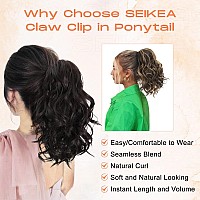 Seikea 12 Highlight Ponytail Extension Pt001 Ella Claw Short Thick Wavy Curly Jaw Clip In Fake Pony Tails Fake Hair Soft Natur