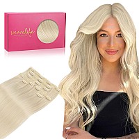 Wennalife Genius Seamless Clip In Hair Extensions Human Hair 7Pcs Ultra Invisible 50 Thinner Seamless Hair Extensions Clip In P