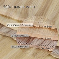 Wennalife Genius Seamless Clip In Hair Extensions Human Hair 7Pcs Ultra Invisible 50 Thinner Seamless Hair Extensions Clip In L