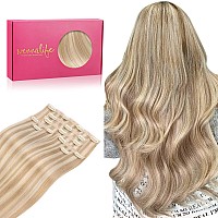 Wennalife Genius Seamless Clip In Hair Extensions Human Hair 7Pcs Ultra Invisible 50 Thinner Seamless Hair Extensions Clip In D