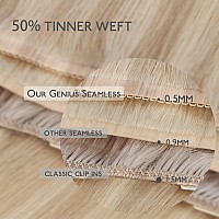 Wennalife Genius Seamless Clip In Hair Extensions Human Hair 7Pcs Ultra Invisible 50 Thinner Seamless Hair Extensions Clip In D