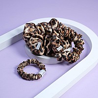 Mtsnoo Silk Scrunchies 100 Pure 22 Momme Mulberry 3 Pack Gold Leopard Mini Hair Ties For Women And Girls Hair Accessory Fo