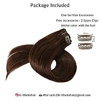 Clip in Hair Extensions Real Human Hair, Real Hair Extensions Clip ins, 7 Pieces 70G Dark Brown Hair Extensions Clip in Human Hair Double Wefts 14 Inch Clip-ins for Fine Hair Women